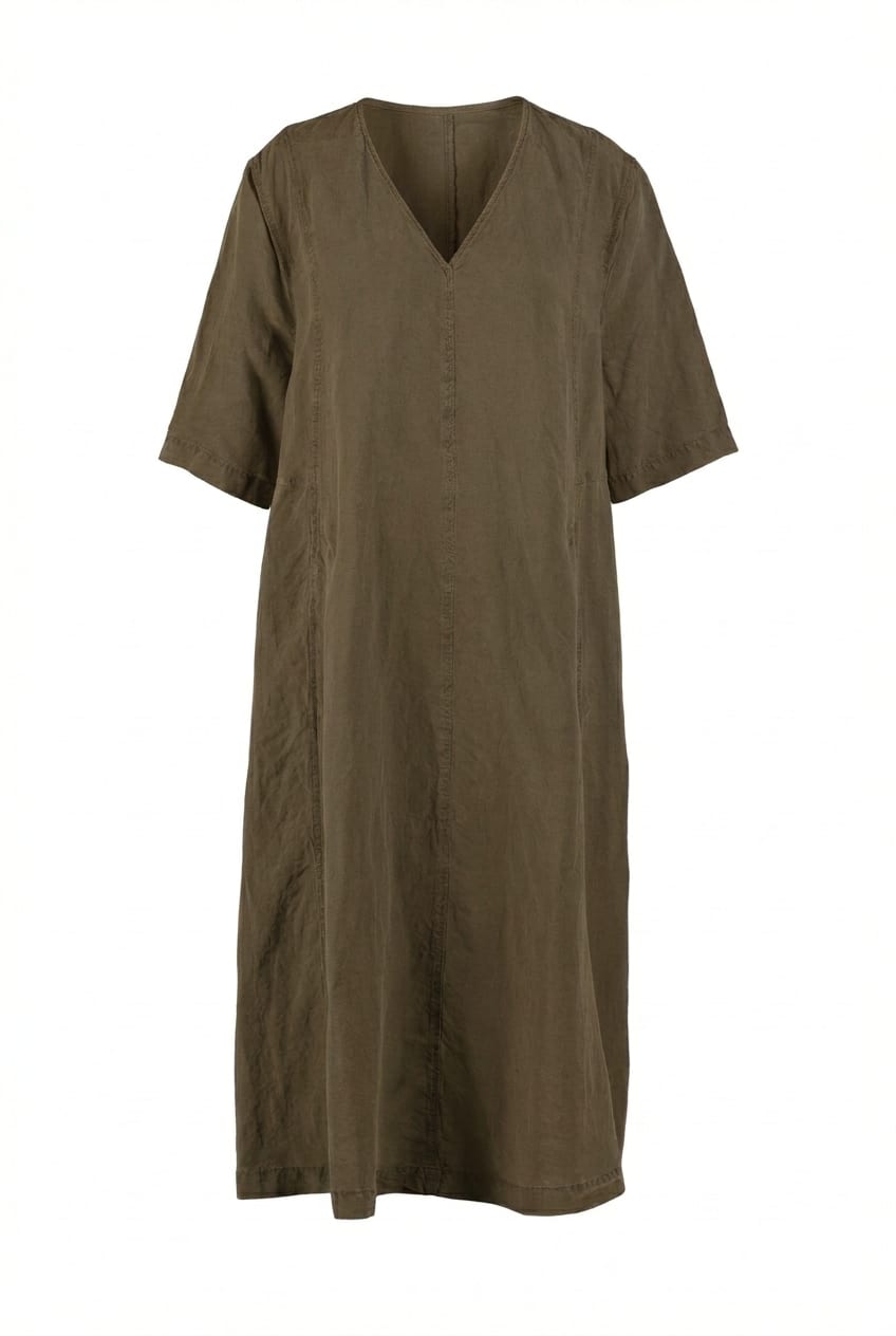 Dress 606 - Lyocell linen blend - 762TAPENADE - 60260110522