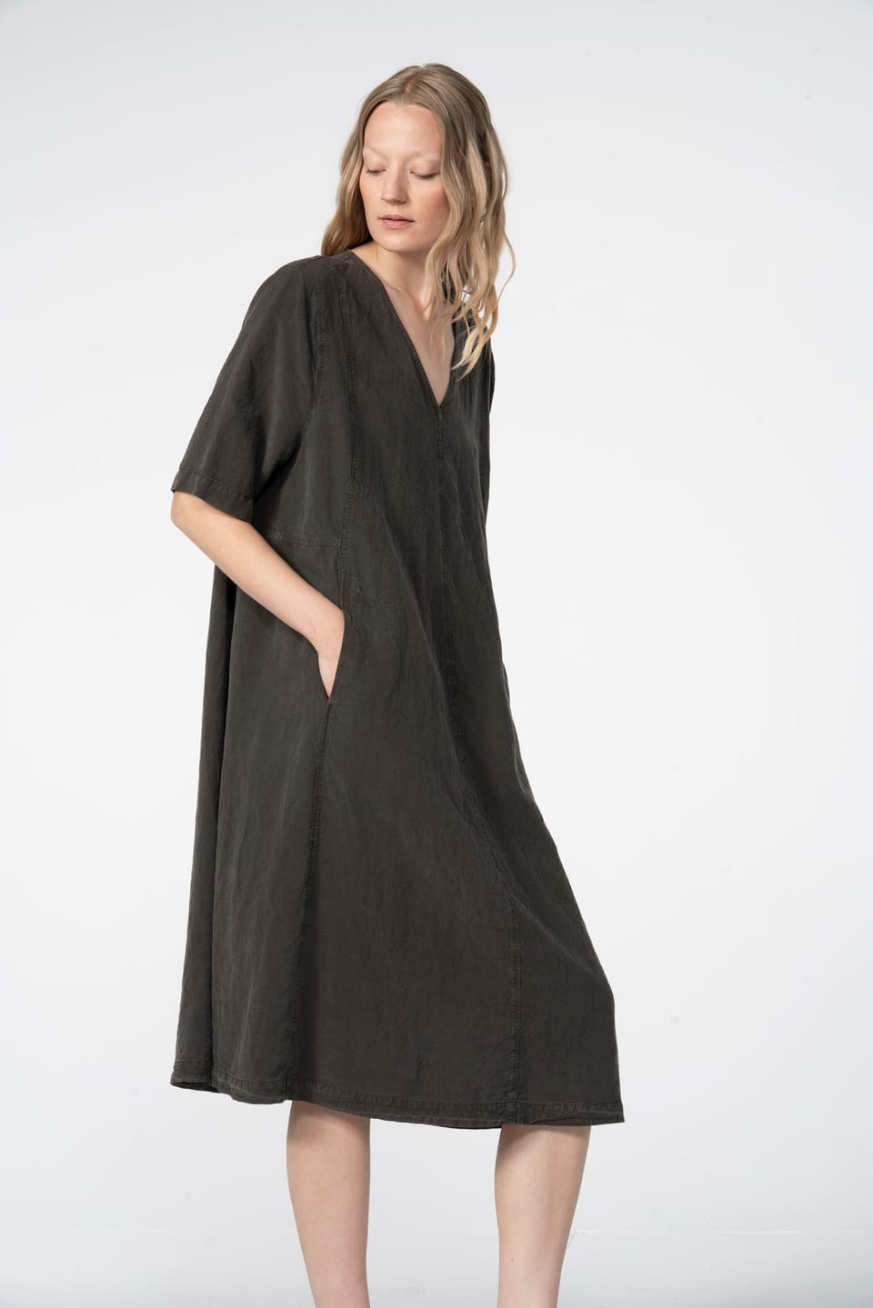Dress 606 - Lyocell linen blend - 790BELUGA - 60260110522