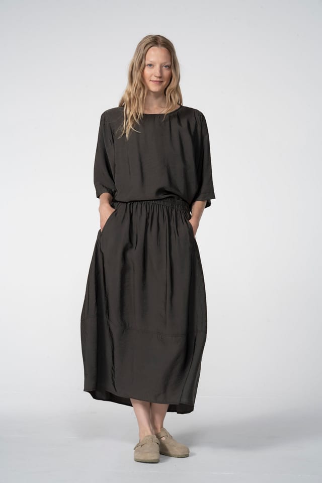 Skirt 602 wash - Viscose twill with a subtle shine - 790BELUGA - 60260110527