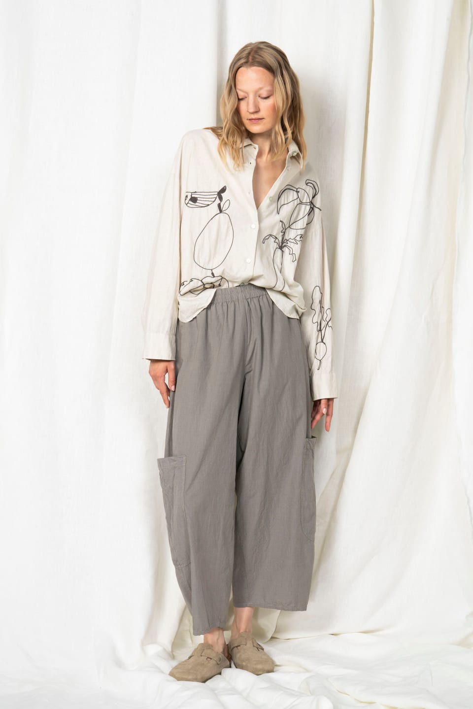 Trousers 610 - Micro check on cotton - 120NETTLE - 60260110528