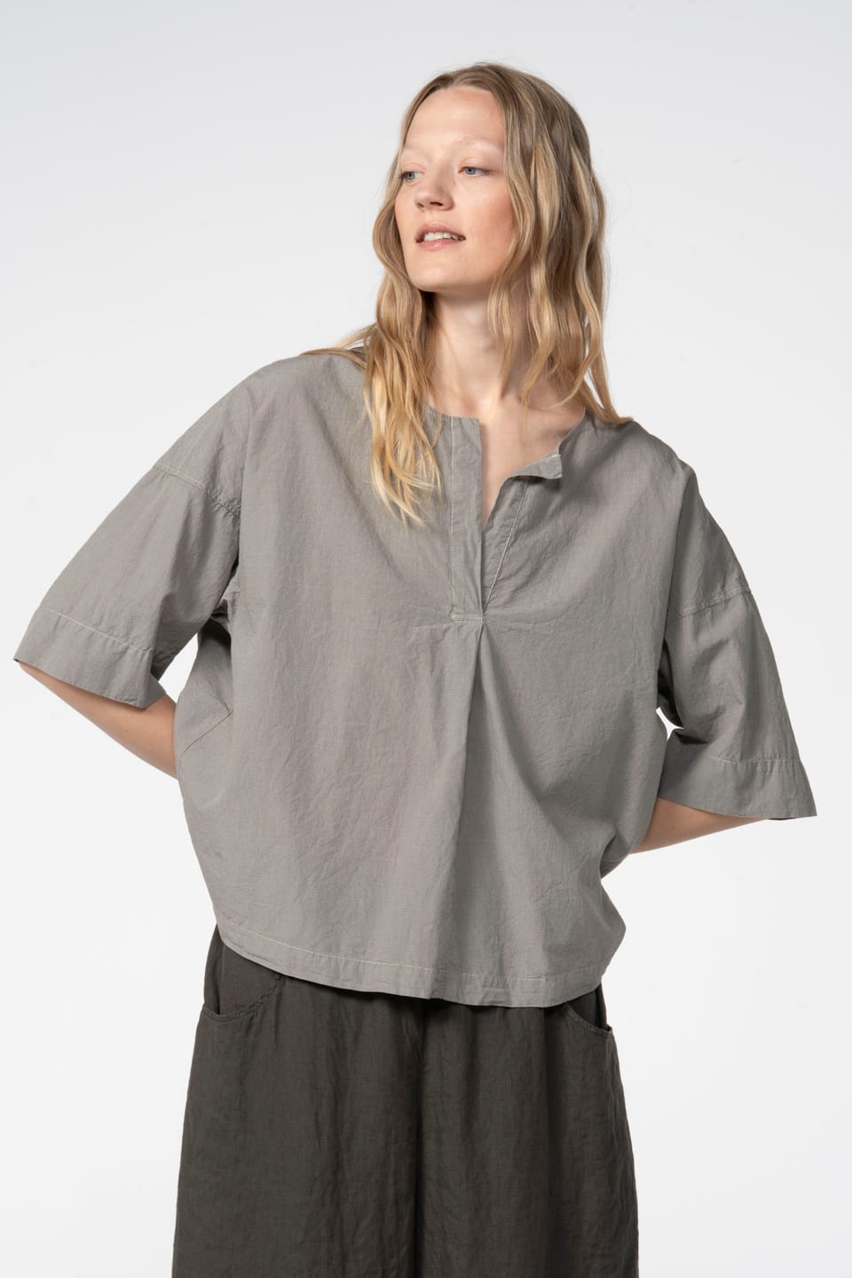Blouse 609 - Micro check on cotton - 120NETTLE - 60260110529