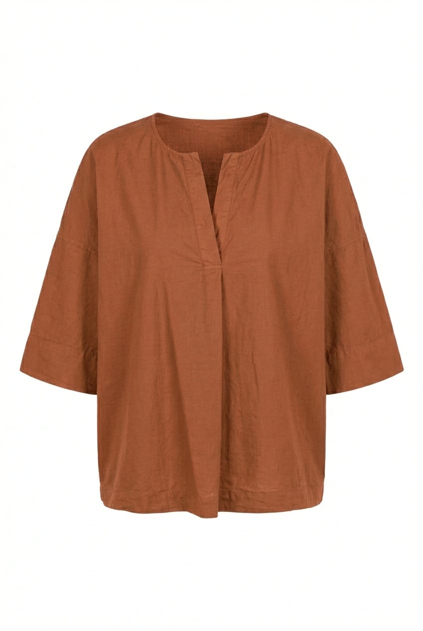 Blouse 609 - Micro check on cotton - 230RUST - 60260110529