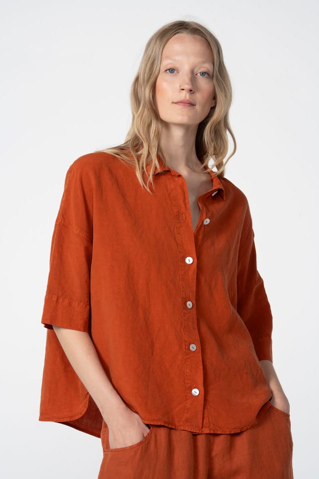 Blouse 611 - Lyocell linen blend - 232RUST - 60260110531
