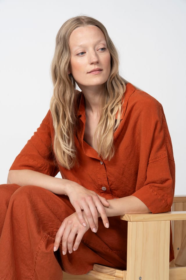 Blouse 611 - Lyocell linen blend - 232RUST - 60260110531