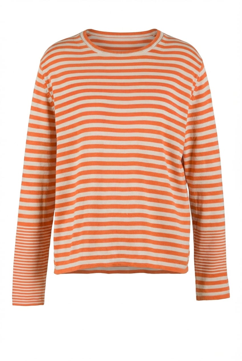 Pullover 601 - Organic cotton with stripes - 230RUST - 60260110700