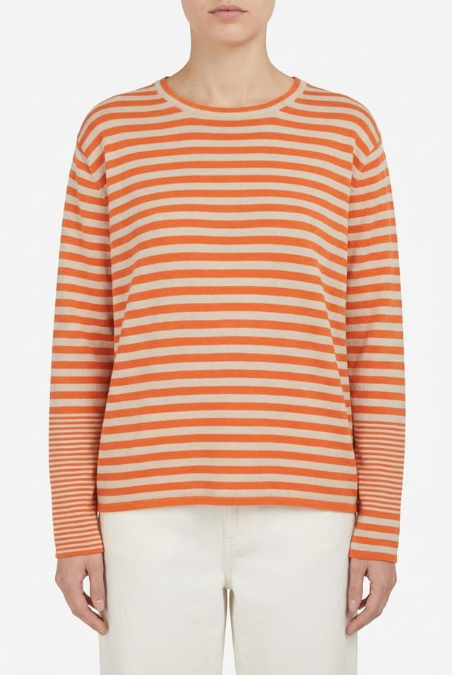 Pullover 601 - Organic cotton with stripes - 230RUST - 60260110700