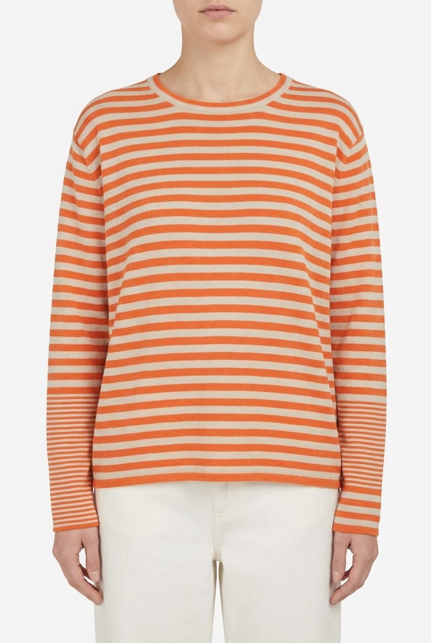 Pullover 601 - Organic cotton with stripes - 230RUST - 60260110700