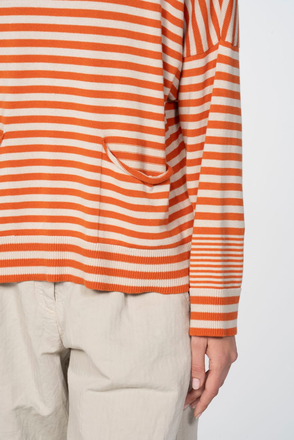Pullover 602 - Organic cotton with stripes - 230RUST - 60260110701