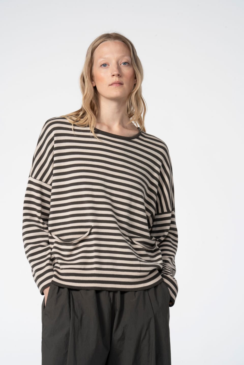 Pullover 602 - Organic cotton with stripes - 790BELUGA - 60260110701