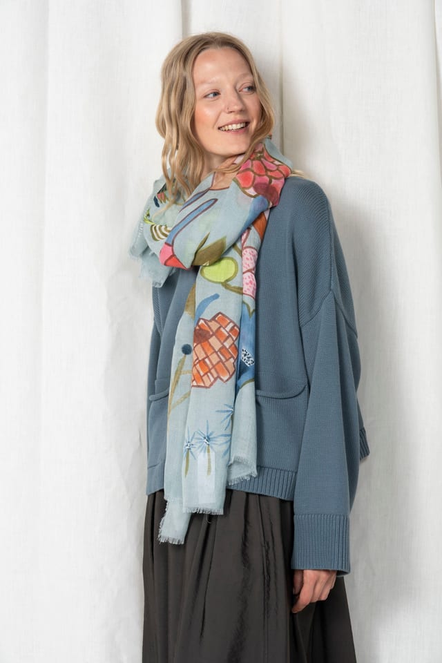 Scarf 602 - Linen modal blend - 430TROUT - 60260110902