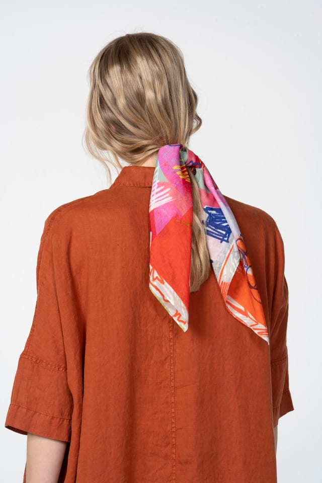 Scarf 604 - Cotton silk blend - 340PEPPER - 60260110904