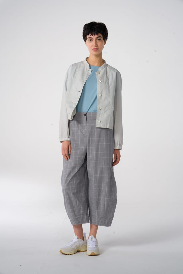 Broek 602 - Geruite katoenmix - 910SMOKE - 60260310002