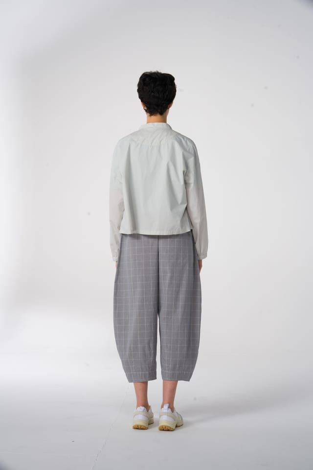 Broek 602 - Geruite katoenmix - 910SMOKE - 60260310002