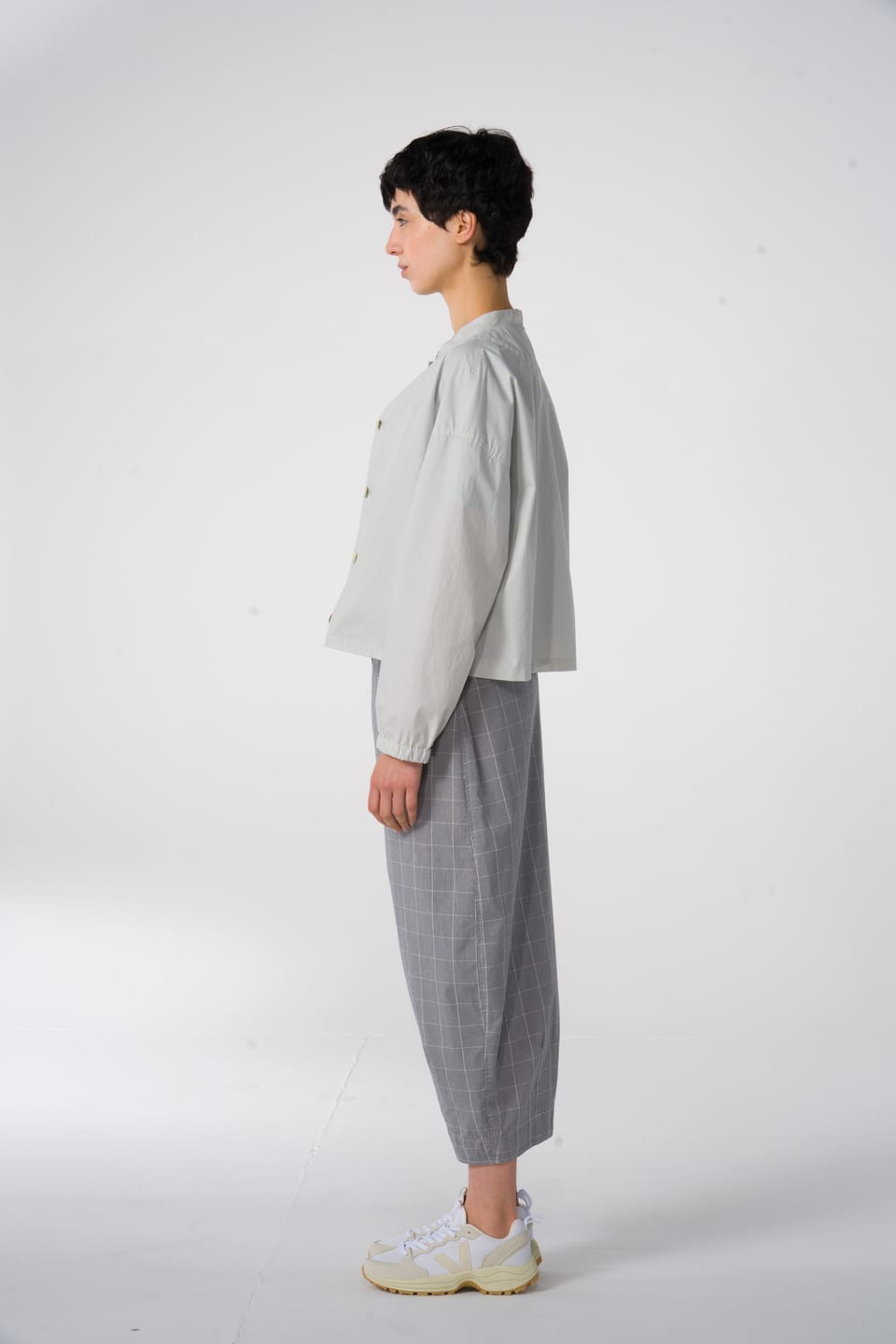 Trousers 602 - Checkered cotton blend - 910SMOKE - 60260310002