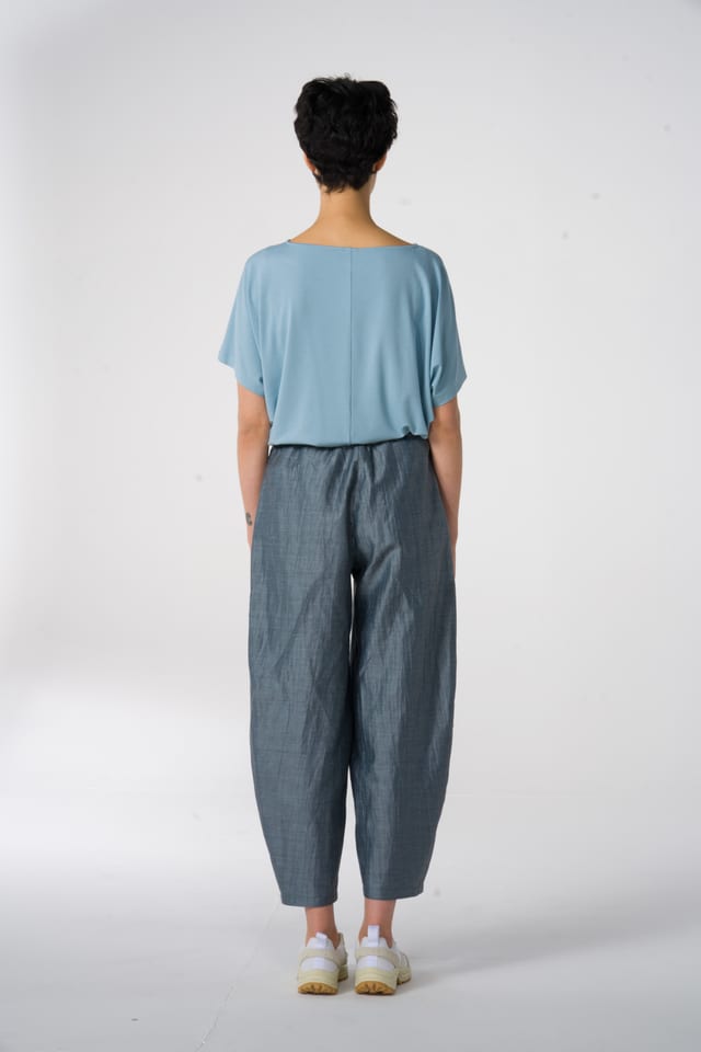 Broek 603 - Glanzende linnen-katoenmix - 530HAZE - 60260310003