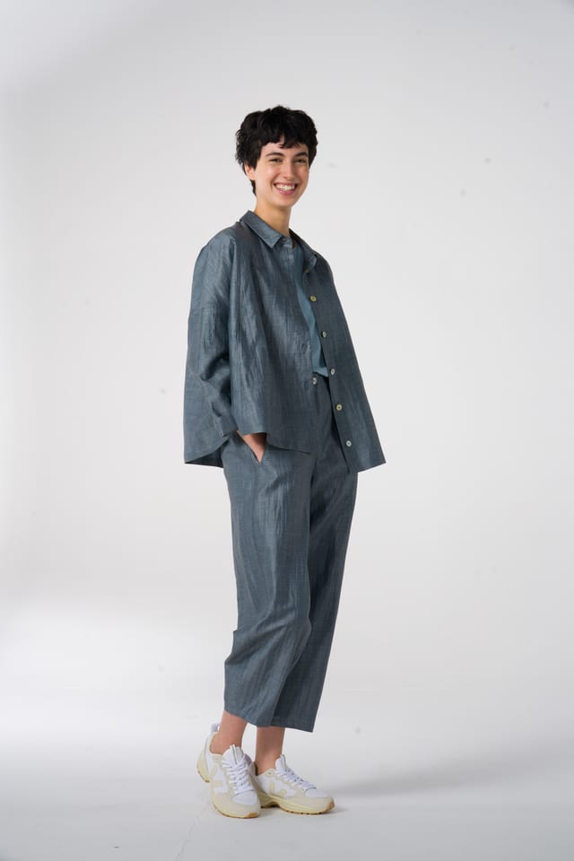 Veste 601 - Mélange lin-coton brillant - 530HAZE - 60260310011
