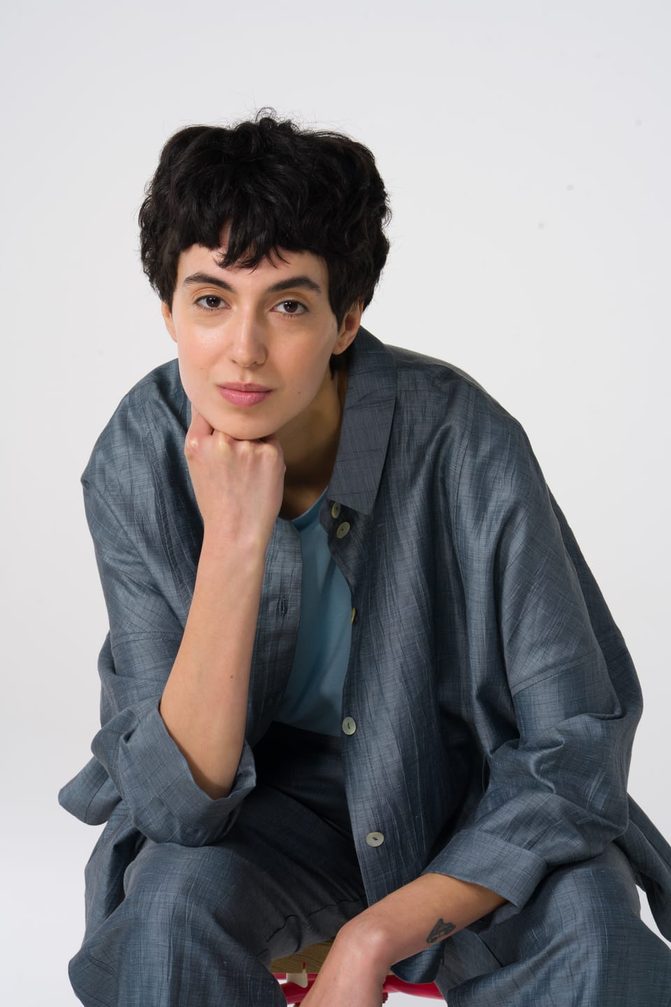 Jacket 601 - Shiny linen-cotton blend - 530HAZE - 60260310011