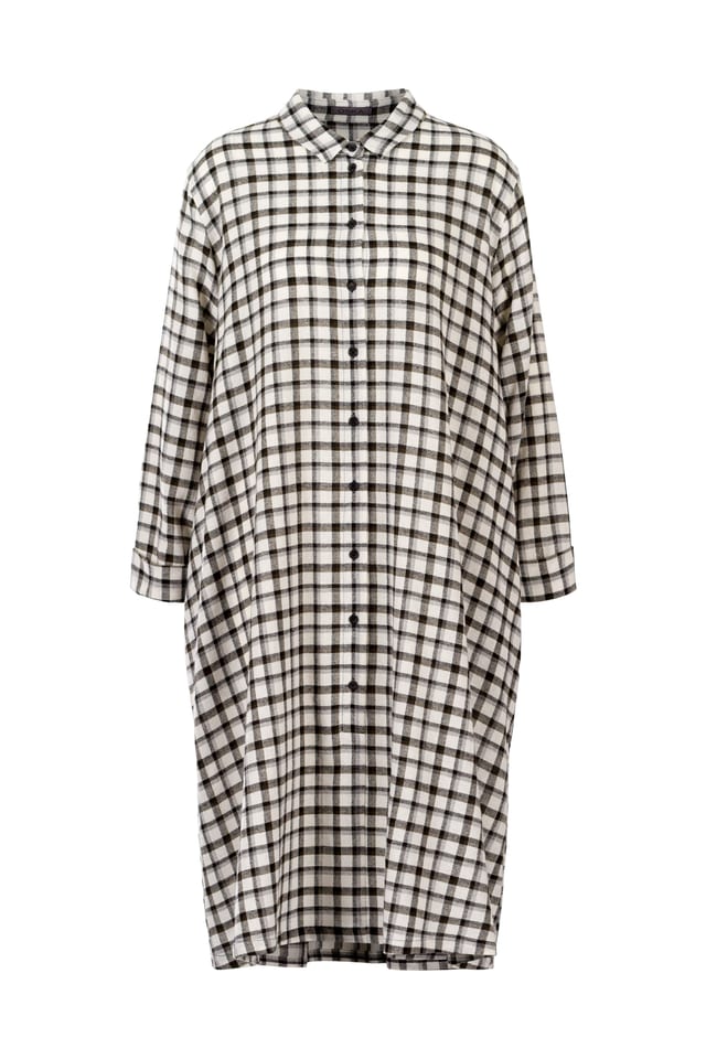 Kleid 406 - Karierte Woll-Viskosemischung - 120ECRU - 10240710035