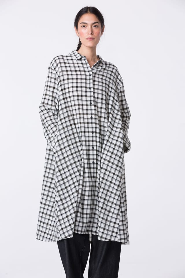 Dress 406 - Checked wool-viscose blend - 120ECRU - 10240710035