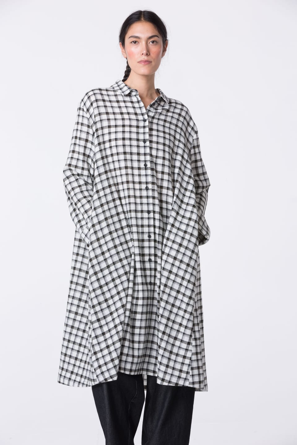 Dress 406 - Checked wool-viscose blend - 120ECRU - 10240710035