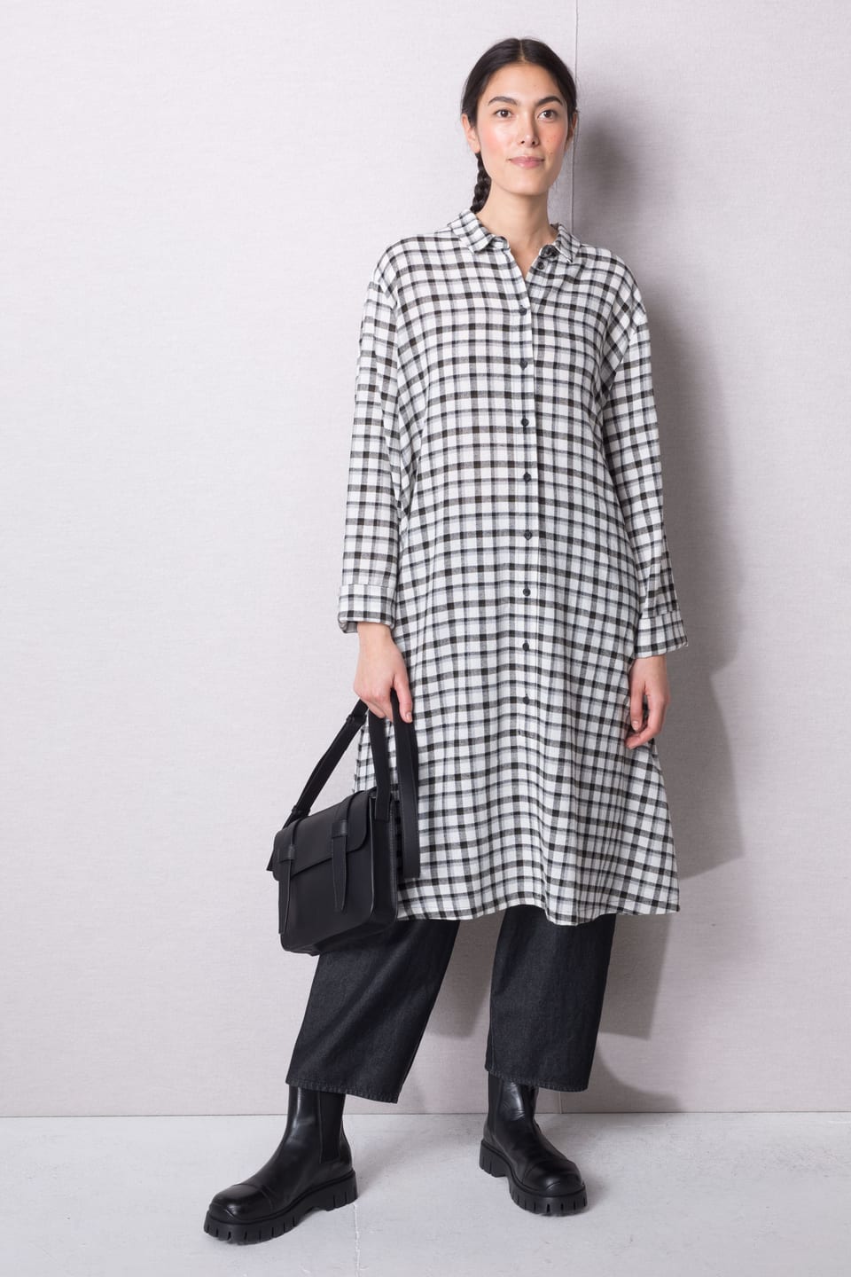 Dress 406 - Checked wool-viscose blend - 120ECRU - 10240710035