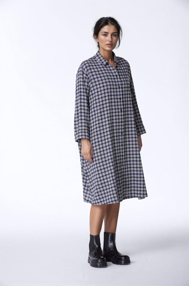 Dress 406 - Checked wool-viscose blend - 480ACAI - 10240710035