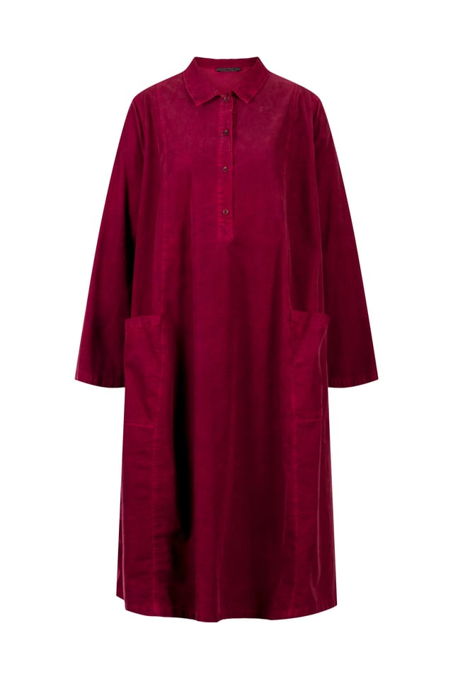 Dress 405 - Cotton needlecord with stretch - 342GARNET - 10240710044