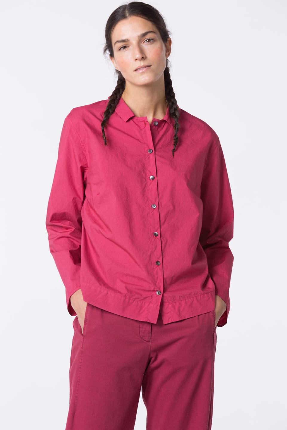 Blouse 414 - Cotton poplin - 340GARNET - 10240710049