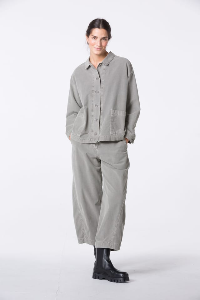 Trousers 421 - Cotton lyocell moleskin with stretch - 122ECRU - 10240710063