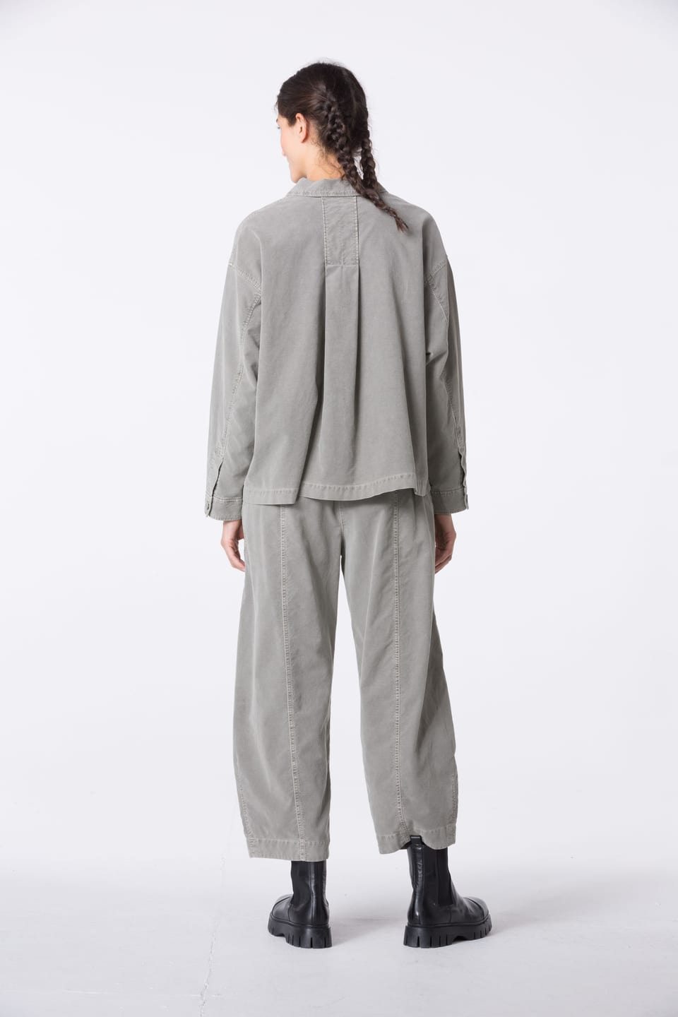 Trousers 421 - Cotton lyocell moleskin with stretch - 122ECRU - 10240710063
