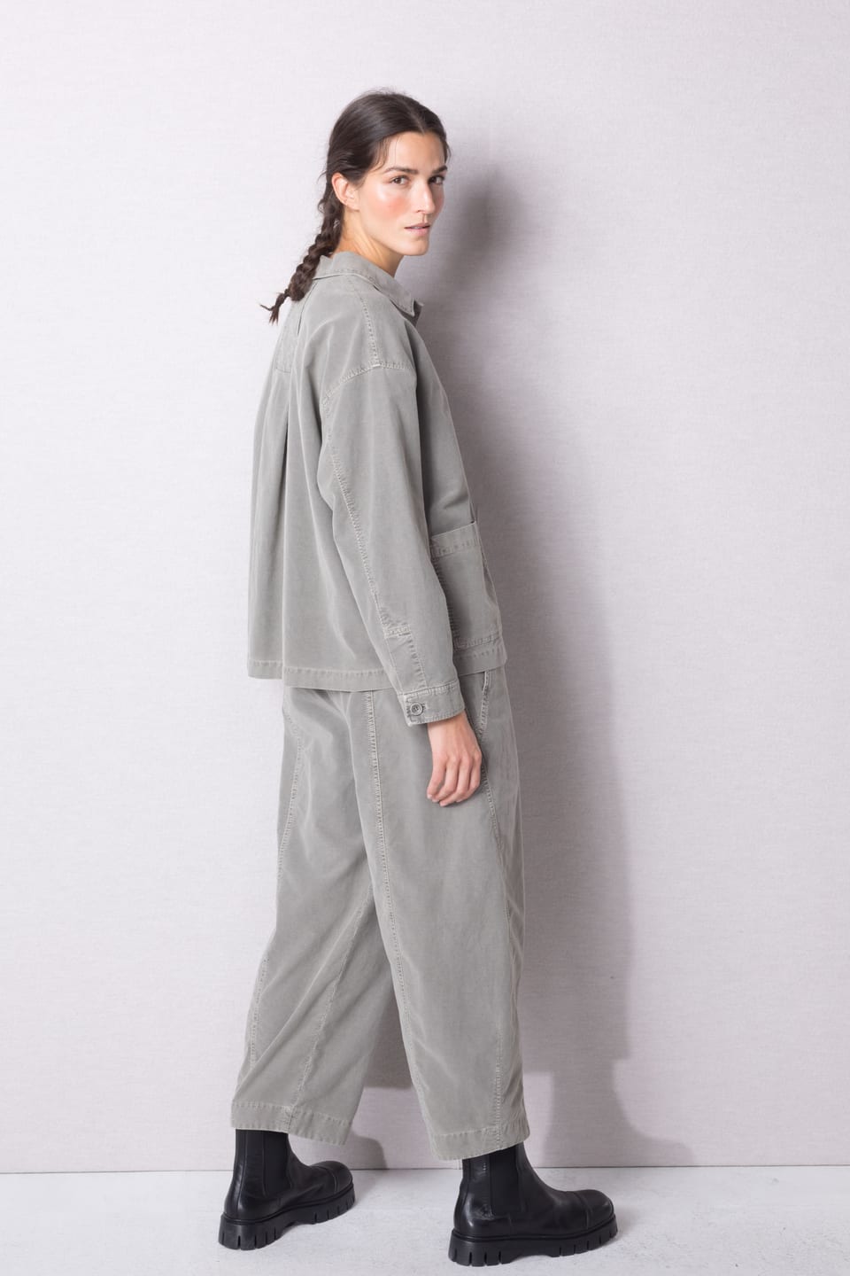 Trousers 421 - Cotton lyocell moleskin with stretch - 122ECRU - 10240710063