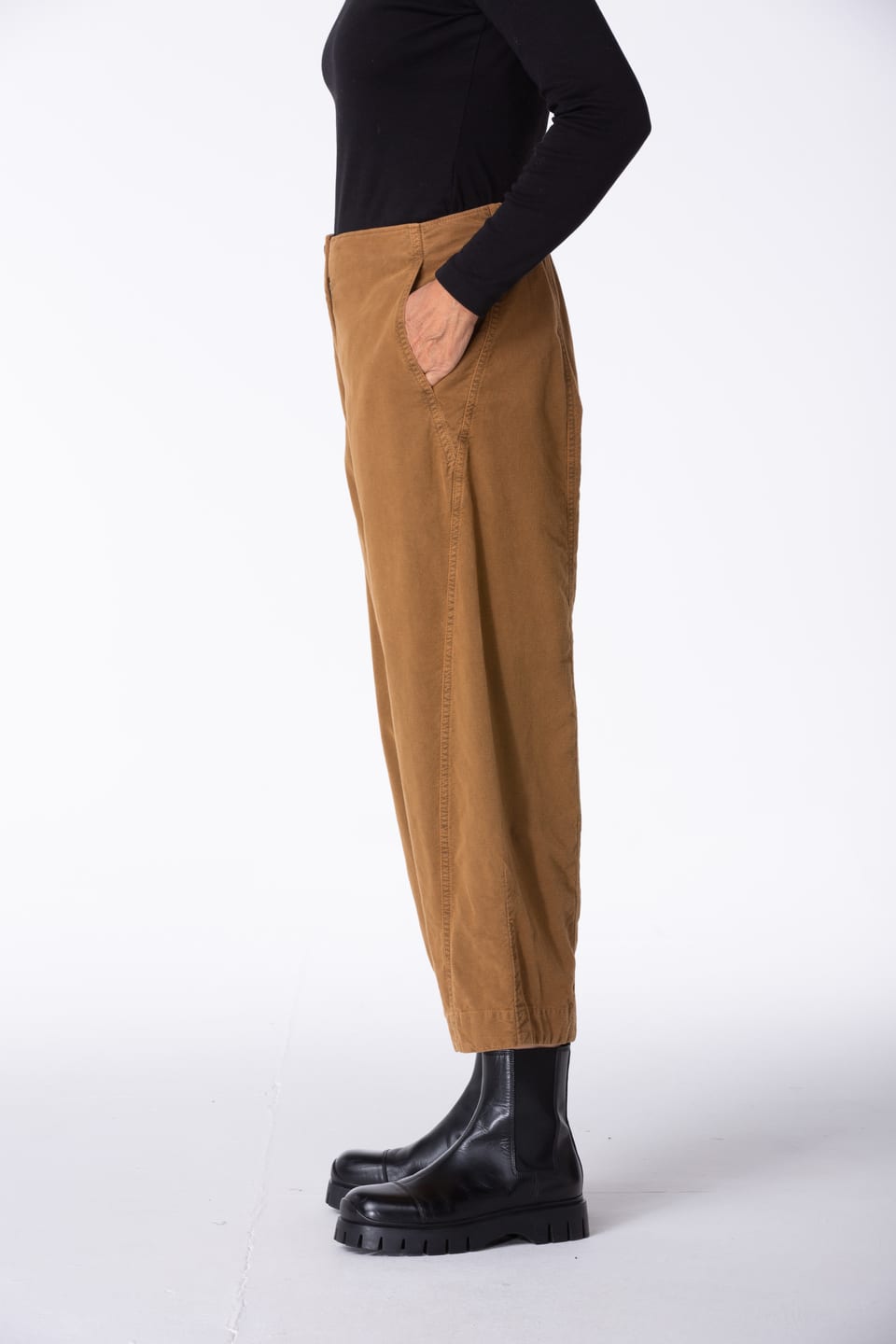 Trousers 421 - Cotton lyocell moleskin with stretch - 852SISAL - 10240710063