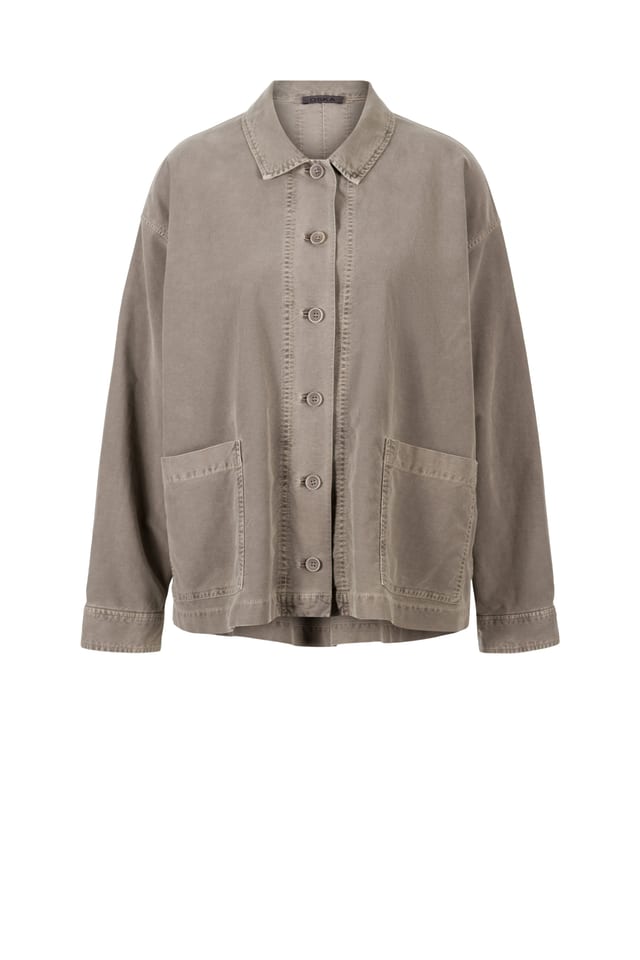 Jacket 409 - Cotton lyocell moleskin with stretch - 122ECRU - 10240710064
