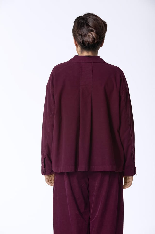 Jacket 409 - Cotton lyocell moleskin with stretch - 372WINE - 10240710064
