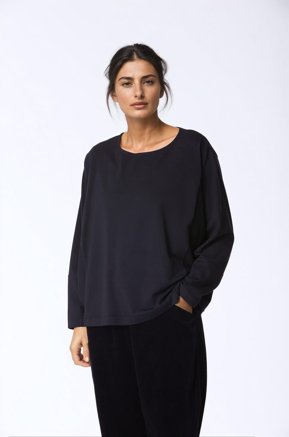 Skjorte 403 - Økologisk bomuld- og modalblanding - 990BLACK - 10240710070