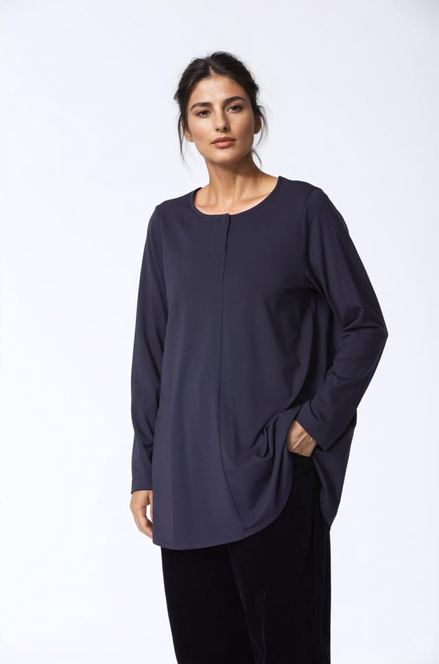 Shirt 404 - Organic cotton modal jersey - 490NAVY - 10240710071
