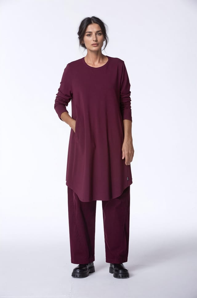 Shirt 405 - Organic cotton modal jersey - 370WINE - 10240710072