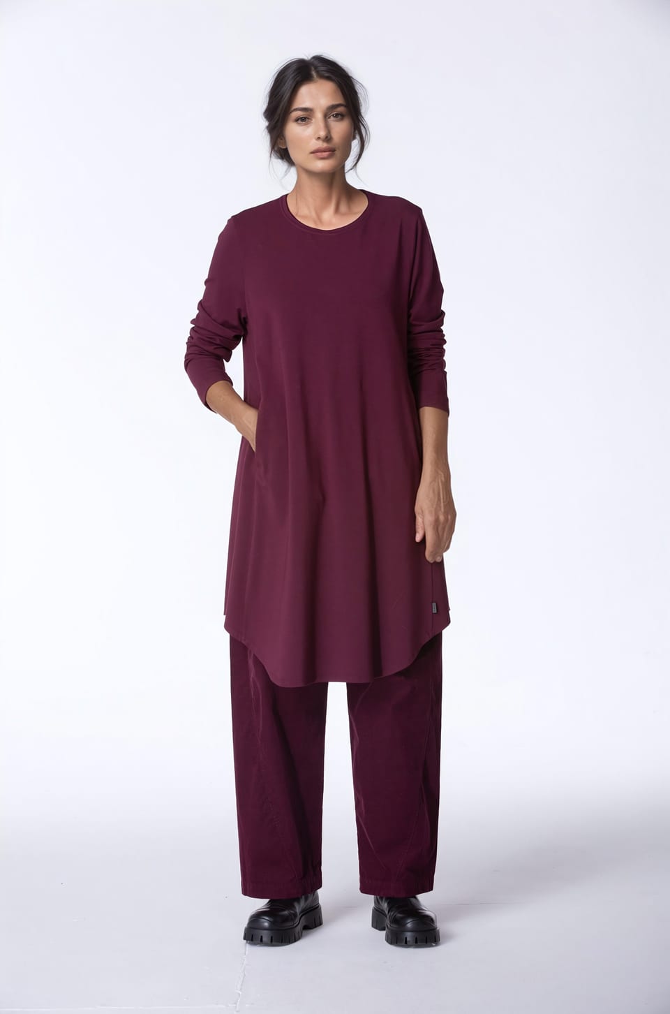 Shirt 405 - Organic cotton modal jersey - 370WINE - 10240710072