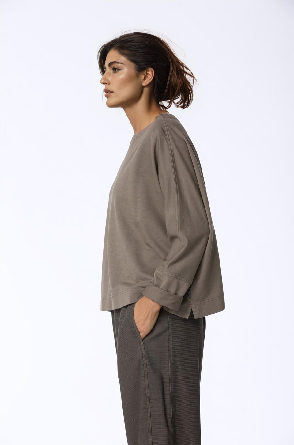 Pullover 439 - Biobaumwoll-Yak Sweat - 770LICHEN - 10240710075