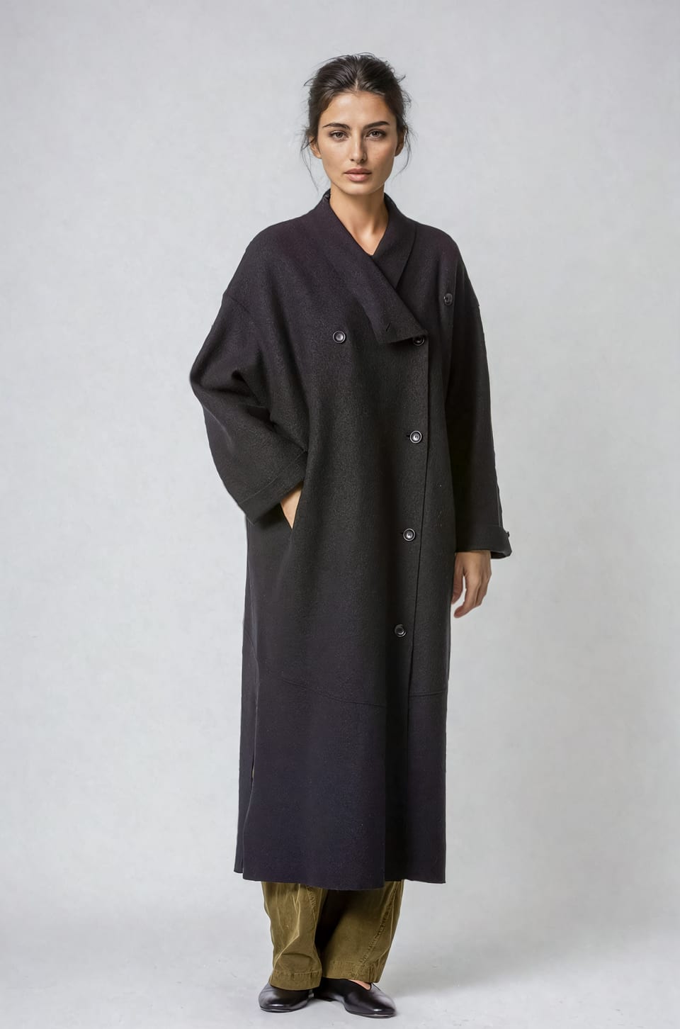 Coat 404 - Premium OSKA boiled wool - 990BLACK - 10240710077