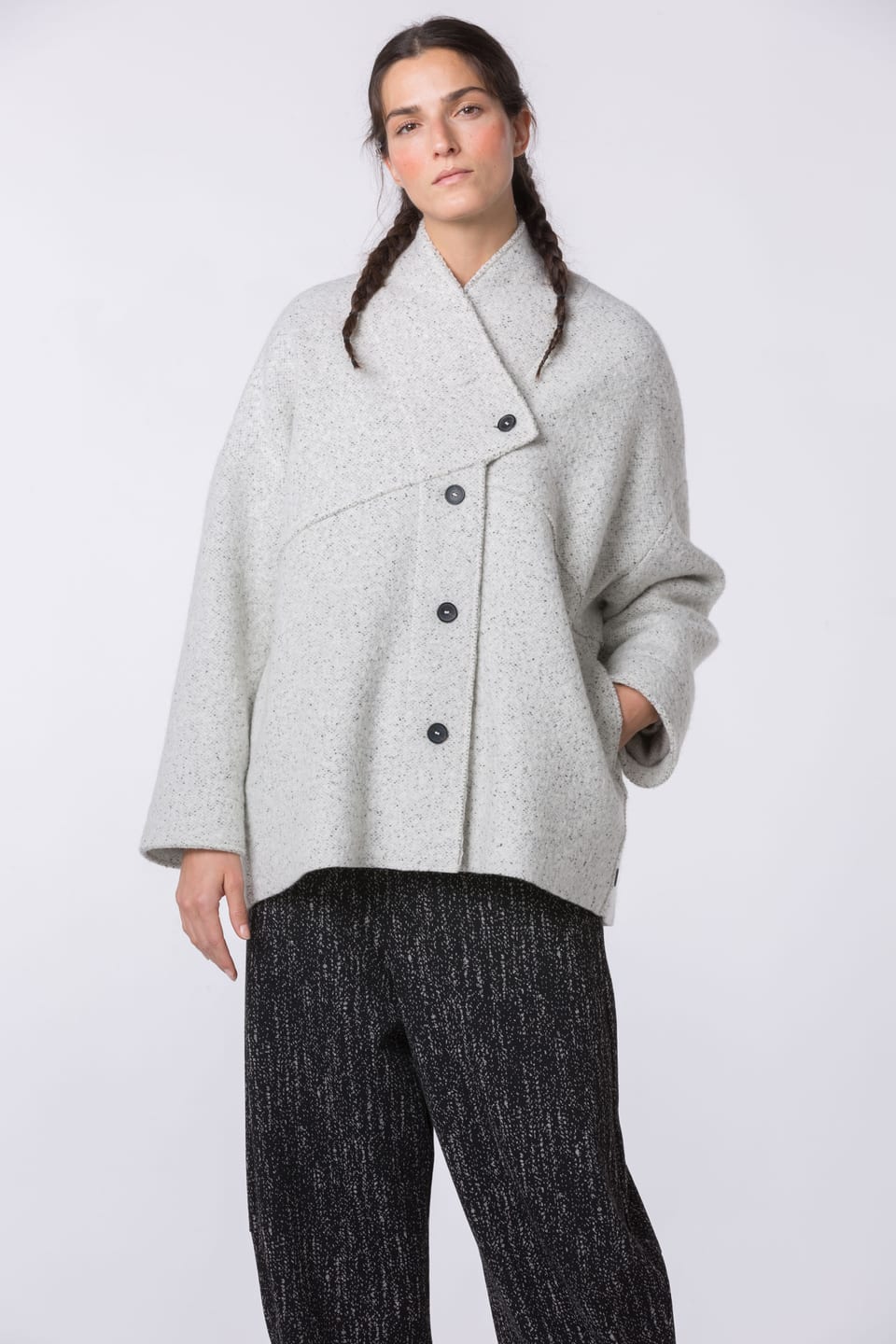 Outdoor jacket 404 - Tweed boiled wool - 120ECRU - 10240710081