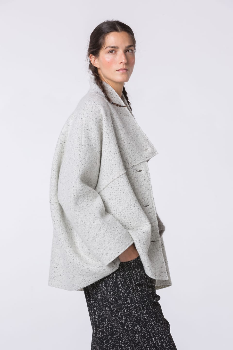Outdoor jacket 404 - Tweed boiled wool - 120ECRU - 10240710081