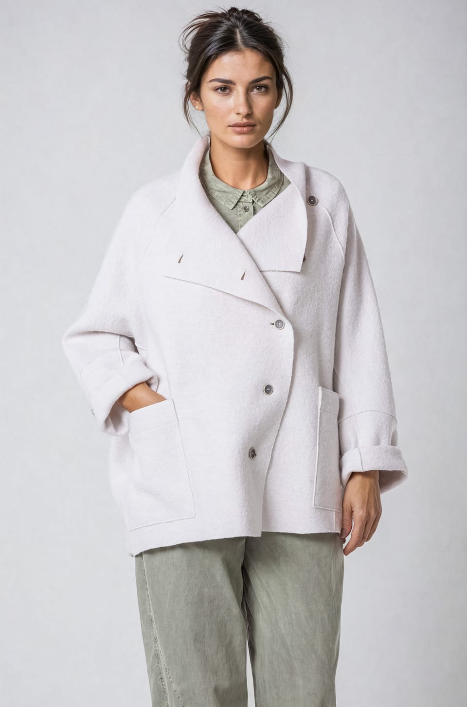 Outdoor jacket 407 - Premium OSKA boiled wool - 120ECRU - 10240710089