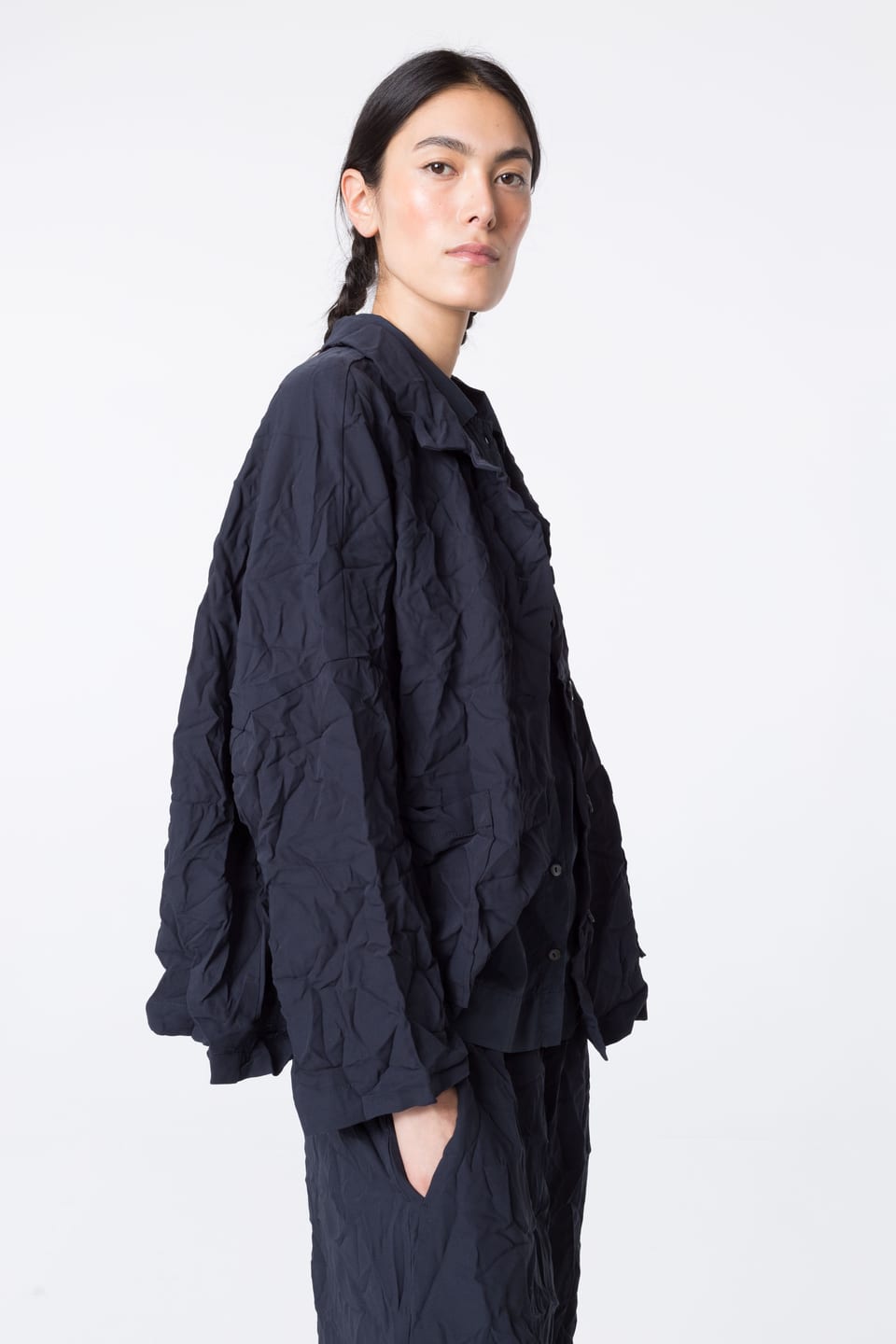 Jacket 413 Plissee - Technical fabric in a crinkled look - 490NAVY - 10240710091