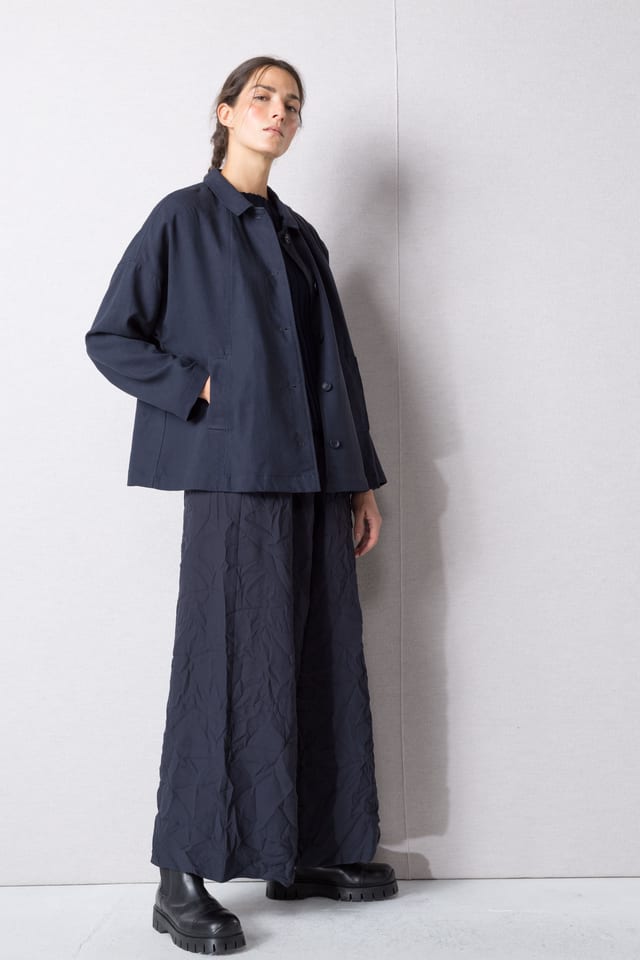 Trousers 424 Plissee - Technical fabric in a crinkled look - 490NAVY - 10240710092