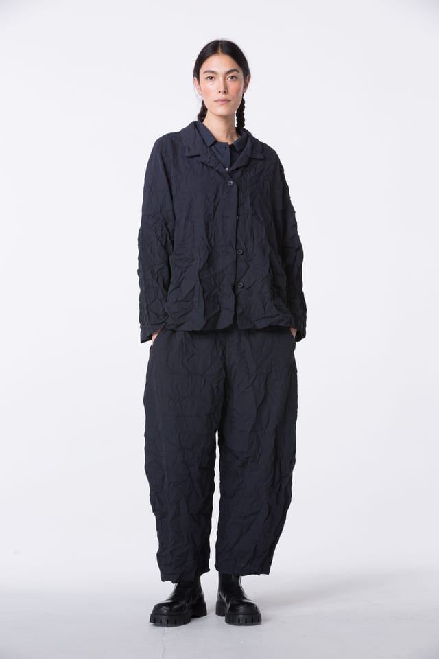 Kalhoty 425 Plissee - Technická tkanina v mačkaném vzhledu - 490NAVY - 10240710093