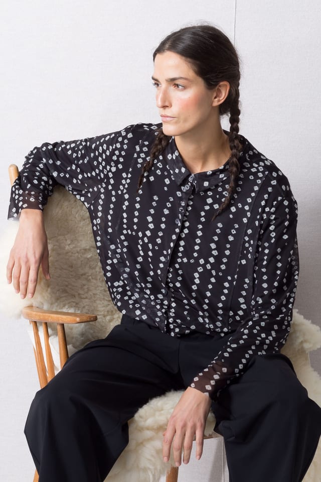 Blouse 418 - Printed stretch mesh - 990BLACK - 10240710094