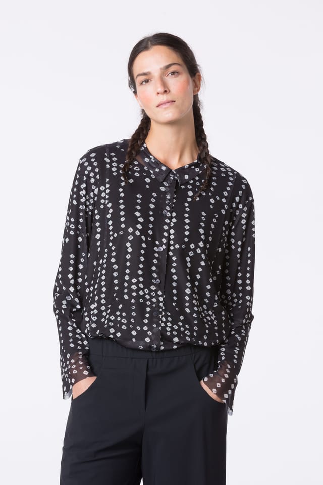Blouse 418 - Printed stretch mesh - 990BLACK - 10240710094