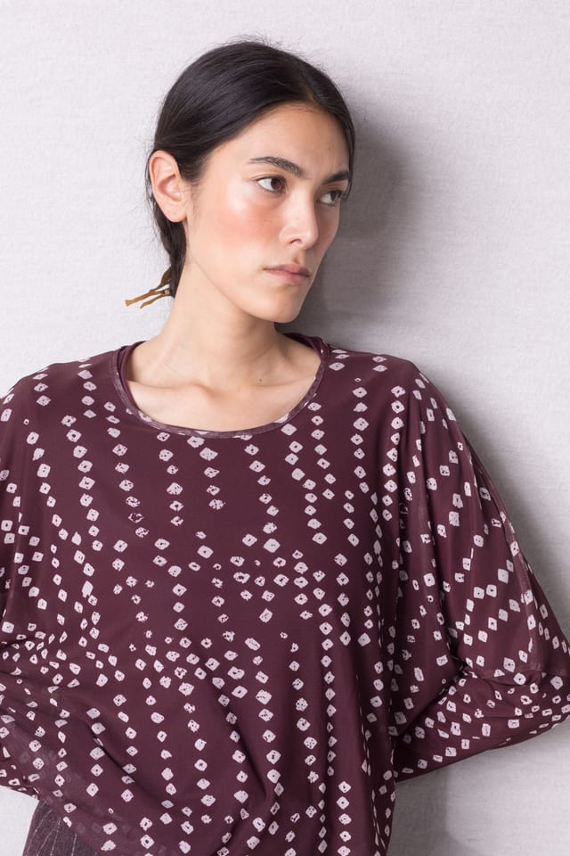 Shirt 409 - Printed stretch mesh - 370WINE - 10240710095