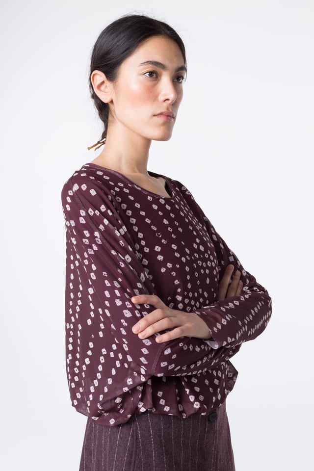 Shirt 409 - Printed stretch mesh - 370WINE - 10240710095